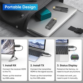 Wireless HDMI Transmitter and Receiver, 2.4G/5G 1080P HDMI Radio Transmission 1080P Plug & Play Wireless HDMI Extender for Streaming Video and Audio from Laptop/PC/TV Box to Monitor/TV/Projector (30m)