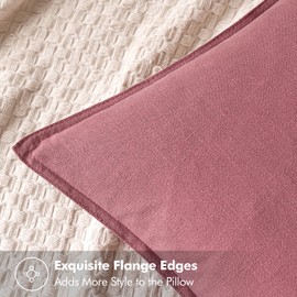 MIULEE Decorative Linen Euro Sham Pillow Covers 24x24 Cranberry Red ​Boho Farmhouse​ ​Neutral Couch Throw Pillows for Bed Pack of 2 Accent Modern Pillowcase Sofa Livingroom Home Decor