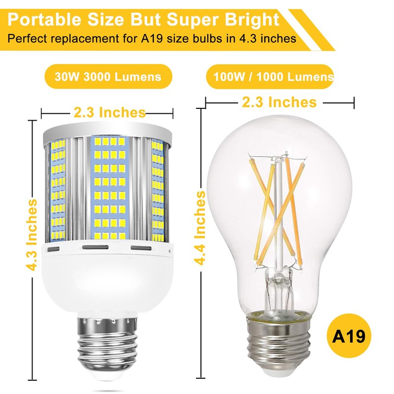 ELIVERN 2 Pack 200W Equivalent Led Corn Light Bulb, 3000