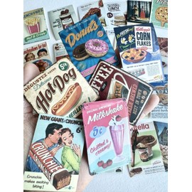 10 Pcs Dollhouse Miniature Restaurant Store Poster Retro self adhesive