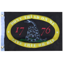 Don't Tread On Me Gadsden 1776 Live Free Or Die Black Premium Quality Heavy Duty Fade Resistant 12x18 12"x18" Double Sided 100D Woven Poly Nylon Boat Flag Banner Grommets