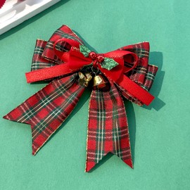 Christmas Hair Bow Clips for Women & Girls - Red Green Plaid Alligator Clips with Bell, Festive Holiday Hair Accessories for Xmas Party, School, Matching Outfits 2pack