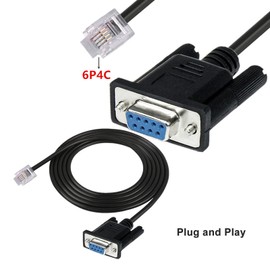 VBESTLIFE DB9 RS232 to RJ11 6P4C Console Cable, 6FT, Plug and Play, Console Serial Cable for APC AP7800 AP7900 940-0144A