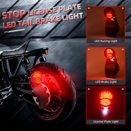 Amazicha 3/4" Motorcycle LED Tail Brake Light with Bracket, IP67 Waterproof Motorcycle Side Mount License Plate Rear Light Compatible for Harley Sporster Bobber Chopper Yamaha Suzuki Honda Kawasaki