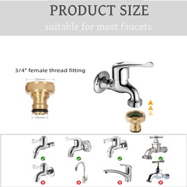 YUEHNEOM Brass Hose Fitting Set,Quick Connect Soft Grip Hose End Connector with 3/4" Brass Tap Adaptor Fitting for Outdoor Garden Tap for Gardening, Home Watering,Car Washing