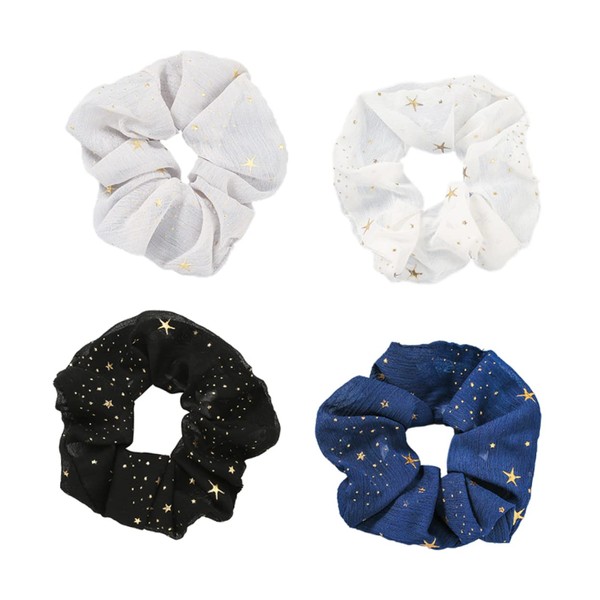 OATIPHO 4Pcs Elegant Star Pattern Hair Rope Lightweight Ponytail Ties