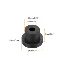 sourcing map 20Pcs T Shape Rubber Grommet Mount Dia 5.5mm ID 2mm H 6mm Black Seal Protection Cable Grommets Flexible for Cable Pipe