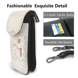 Natsume's Book of Friends Nyanko Sensei Cat Smartphone Pouch Women's Genuine Leather Shoulder Bag Men's Thin Lightweight Smartphone Pochette Popular Cute Wallet Mini Pouch Crossbody Bag High 7.6 x