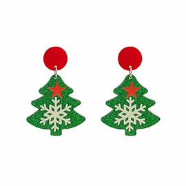 Christmas Cute Acrylic Dangle Earrings Acetate Snowman Christmas Tree Dangle Earrings Creative Heart Shape Snow Stud Earrings for Women Christmas Party Cosplay Costume Jewelry-Style I