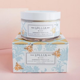 LOLLIA Wish Body Butter, 5.5 oz. - Sugared Pastille Fragrance - Shea Butter & Cocoa Butter, Body Lotion for Women, Hydrating & Smooth Body Moisturizer