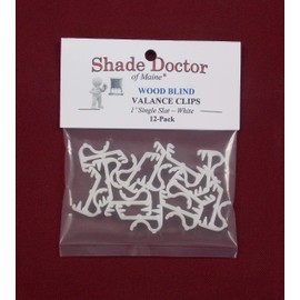 Shade Doctor of Maine 1" Single Slat White Valance Retainer Clips for Horizontal Wood or Mini Blinds (12-Pack)