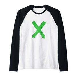 Creative Bold Green Letter X - Design Alphabet - Marker Raglan Baseball Tee
