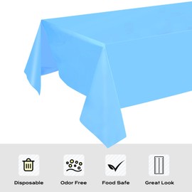 CHEPULA Disposable Tablecloths, Pack of 4, Disposable Tablecloths, Waterproof, Rectangular Tablecloths, Suitable for Birthday, Party, Children's Birthday, Wedding, Christmas, 137 x 274 cm, Blue