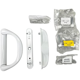 White Involute Sliding Patio Door Pull Handle Set - Handle Replacement for Patio Glass Door Repair Set Fits 4-15/16" Hole Spacing and 1.08" to 2.14" Thick Doors- For Milgard, ESW, General Impact Doors