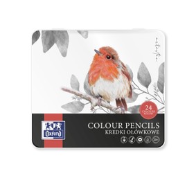 Oxford Artistic Colouring Pencils | 24 Colours with 24 Colouring Pencils | 24 Pens in a Metal Box