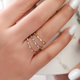 Cali Trove, Gold Vermeil Plated Diamond Wedding Rings For Women in 925 Sterling Silver 1/20, 1/10, 1/6 CT Diamond Stackable Rings for Women | Gold Silver Rings for Women | Anniversary Band for Women,7