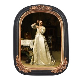 FR PARAFAYER 5x7 Inch Vintage Picture Frame, Antique Ornate Black Arched Photo Frame With Intricate Golden Floral Relief, Wall Mount and Tabletop Display, High-Definition Glass Front, Retro Home Decor