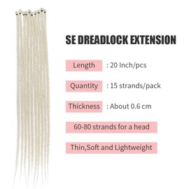 20 Inch Thin 0.6 cm Dreadlocks Extensions Single Ended 15 Strands/Pack Blonde Soft Synthetic Faux Dreads Reggae Crochet Braided Dread Extensions