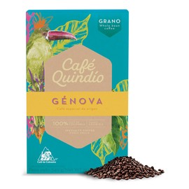 Cafe Quindio Genova Single Origin - Medium Roast 100% Colombian Excelso Whole Bean Arabica Coffee - 12 Ounce Bag (340g)