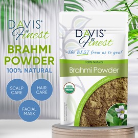 Davis Finest Organic Brahmi Powder 250g, Ayurvedic, Hair Growth, Dry Scalp, Damaged Thinning Hair, Reduce Split Ends, Hair Fall & Hair Breakage