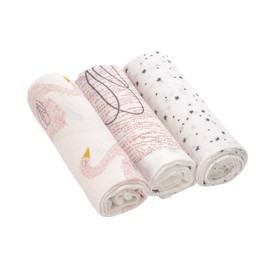 Lässig Baby Burp Cloth, Muslin Made from Bamboo Fibre and Cotton; Soft Breathable (pack of 3, 80 x 80 cm)/Heavenly Soft Swaddle L
