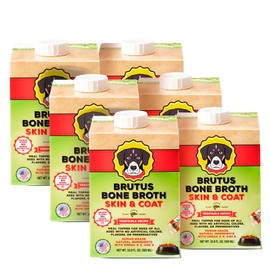 Brutus Vegetable Broth for Dogs 16.9 oz | All Natural | Made in USA | Omegas & Turmeric for Healthy Skin & Coat | Human Grade Ingredients | Hydrating Dog Food Topper, Gravy & Treat Salmon (Pack of 6)