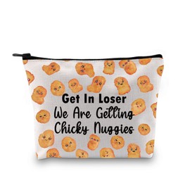 Zuo Bao Funny Chicken Nuggets Makeup Bag Alien Fans Gift Get In Loser We Are Getting Chicken Cosmetic Bag for Fans (Chicky)