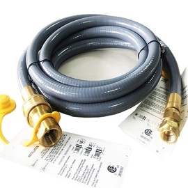 10 Feet 1/2 ID Natural Gas Hose Conversion Kit, Propane Gas Grill Quick Connect/Disconnect Hose Assembly with Adapter 1/2" Flare To 3/8" Female Flare(Measures 5/8" ) for Outdoor NG/Propane Appliance