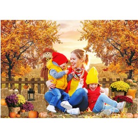 CHAIYA 7x5ft Fall Backdrop Fall Pumpkins Maple Leaves Backdrops Fall Harvest Pumpkin Farm Background Thanksgiving Party Decorations Banner Background