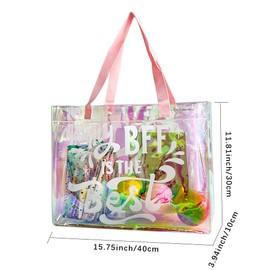 TotePrint Holographic PVC Handbag - Clear Transparent Bag with Letter Pattern, Stadium Approval (Pack of 1), B029-d2079-4-300