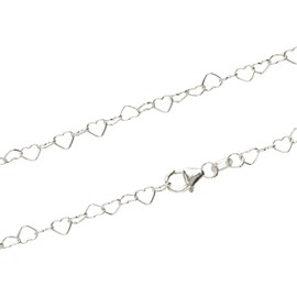 NKlaus 25 cm Women's Anklet 925 Sterling Silver Width 3.6 mm Heart Chain Lobster Clasp 1725, Sterling Silver, No gemstone