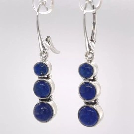Amber America Natural Blue LAPIS LAZULI Drop Earrings 925 STERLING SILVER Leverback #5e