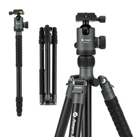 Fotopro 68" Camera Tripod for DSLR, Heavy Duty Compact Travel Tripod with Ball Head, Detachable Monopod with Quick Release Plate and Bag, Load up to 12KG/26.5lbs(Grey)