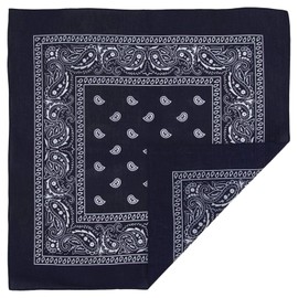Bandanas grandes 100% algodón Paisley (22 x 22 pulgadas), Azul marino, 1 Piece (1pcs)