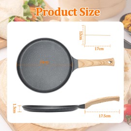 MIUUIPI Crepe Pan 24 cm, Non-Stick Pancake Pan with Dough Distributor, Omlette Pan Granite Non-Stick Coating, Induction Compatible, Even Heating, PFOA-Free
