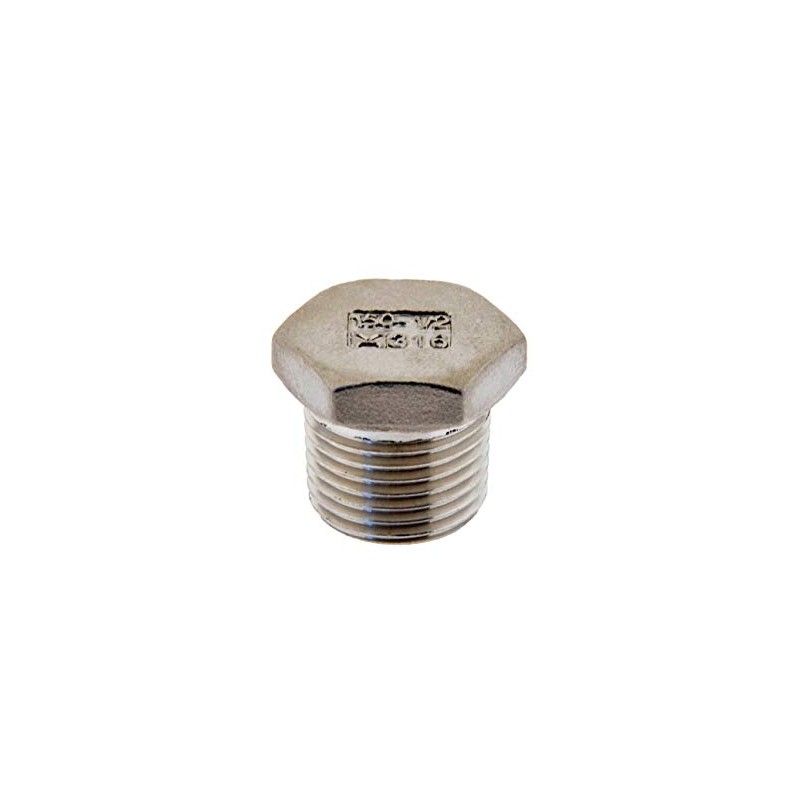 High-pressure sealing plug with external hexagonal NPT 1/8 inch, galvanised