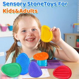 KEWUF Pack of 6 Fidget Toys, Sensory Stones, Stress Relief Sensory Toy, Anti-Stress Toy, Sensory Toys for Stress, Anxiety, ADHD & Autism for Adults, Children, Stress Relief Toy