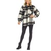 Mud Pie Highland Plaid Womens Oversized Shacket, Black, X-Large