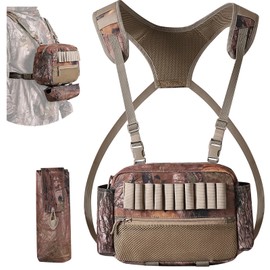 NEW VIEW Camo Turkey Chest Pack Run-N-Gun – Lightweight Hunting Chest Rig with Shell Holder - Multiple Turkey Call Pockets & Adjustable Harness Strap - Comfortable Gear for Turkey Hunters