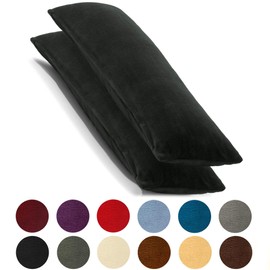 CelinaTex Set of 2 Cushion Covers, 40 x 145 cm, Double Pack, Coral Fleece Pillow Cover, Side Sleeper Pillow Cover, Nursing Pillow Cover, Comfortable, Black, 5001364
