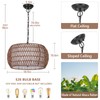 PAUFUL Rattan Farmhouse Chandelier Light Fixtures,5-Lights Boho Large Pendant Light,Woven