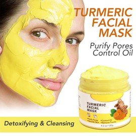 Turmeric Clay Face Mask, Turmeric Vitamin C Clay Mask, Turmeric Face Mask for Control of Acne, Wrinkles Skin Care Product for Hyper-Pigmented Skin