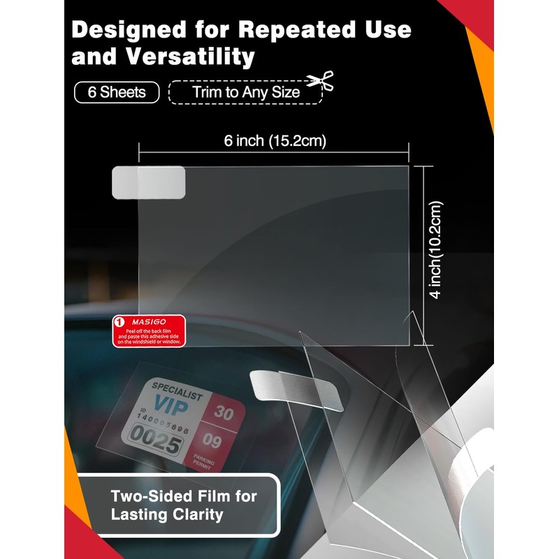 MASIGO Windshield Sticker Applicator – 6 Pack, 4 x 6
