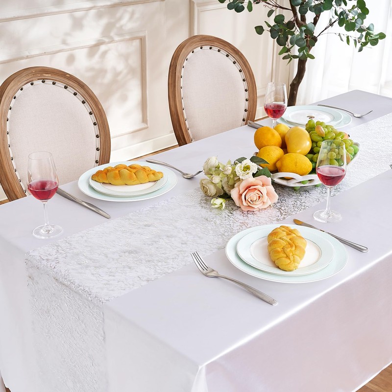 Silver Table Runner 28 x 275 cm Shiny Metallic Mesh
