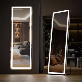 JHK 64" x 21" Full Length Floor Mirror with Adjustable LED Light Wall Mounted Mirror