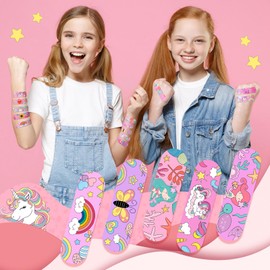 Patelai 300 Pieces Kids Cartoon Bandages Flexible Adhesive Colorful Cute Bandages Waterproof Knuckle Fingertip Breathable Stickers Protection Care Cuts for Girls Boys Children (Unicorn)