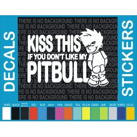 ggkiff Kiss My Ass Pitbull dog funny cartoon Truck Car window Sticker Vinyl Decal