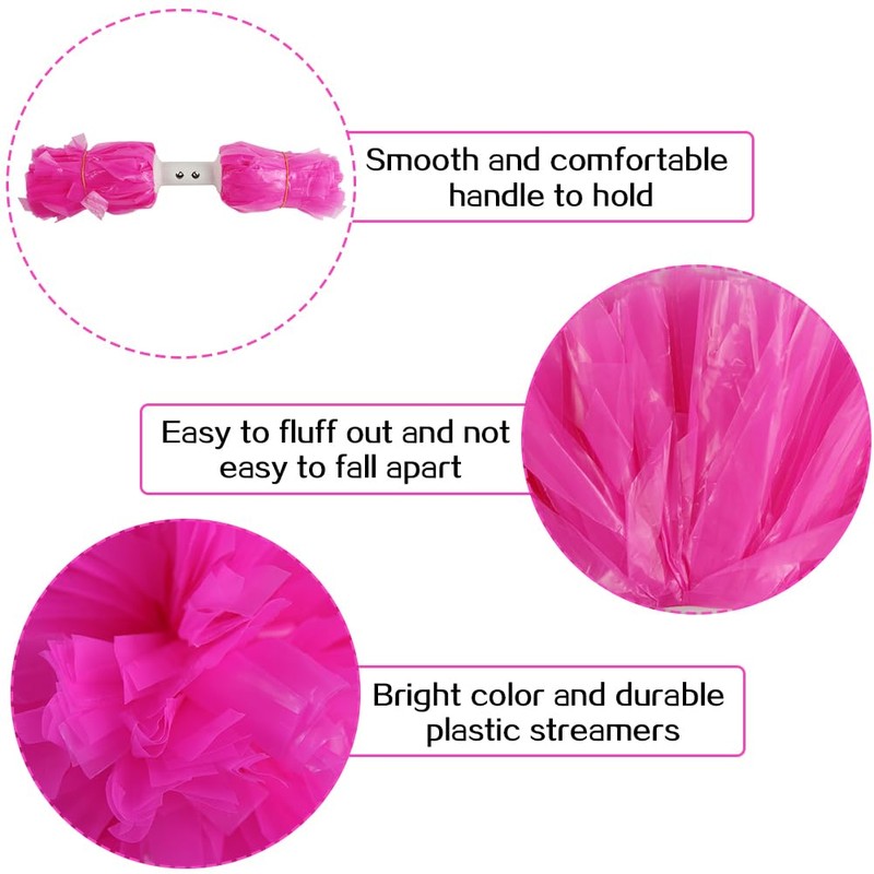 Hooshing 2PCS Cheerleading Pom Poms Pink Professional Pom Poms Cheerleading