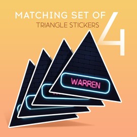 Vinyl Triangle Stickers (Set of 4) 10cm - Neon Sign Design Warren Name for Laptops, Tablets, Luggage, Scrap Booking, Fridges #352580