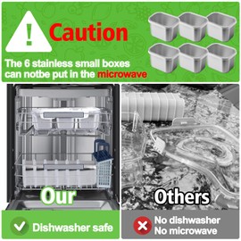 AIERSA Snackle Box Container, Stainless Steel Snack Containers with Lid, Dishwasher Safe Snackle Box, 6-Compartment Snack Boxes Container for Fruit, Divided Serving Portable Travel Food Snack Tray